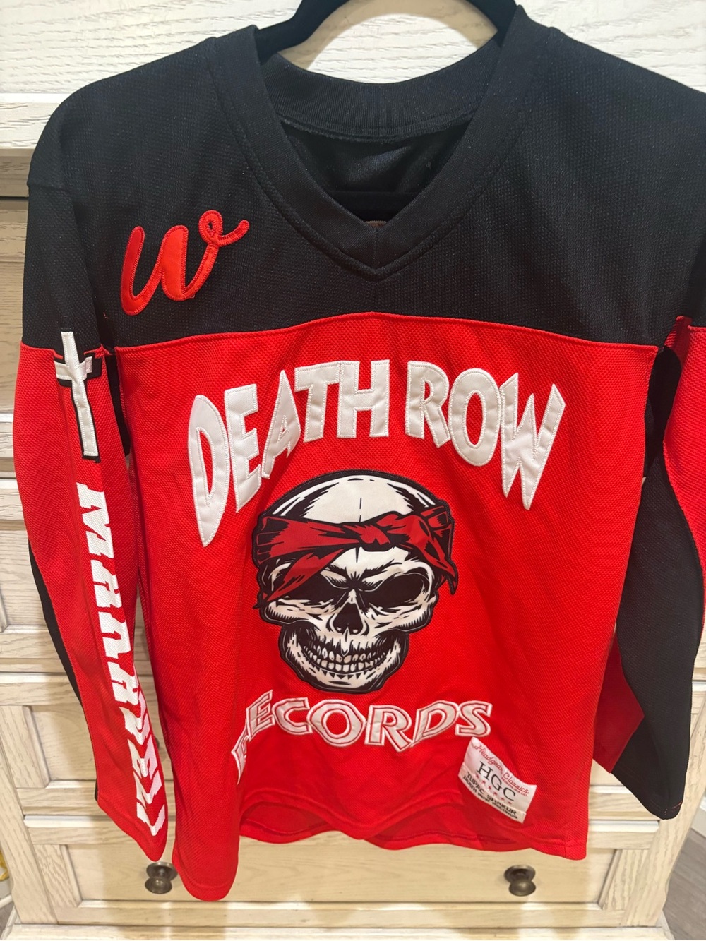 Nostalgia Red and Black Death Row Graphic Long Sleeve Jersey